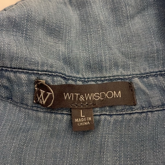 NWOT Wit & Wisdom Blouson Sleeve Western Button-Up Shirt Size Large - Picture 4 of 5